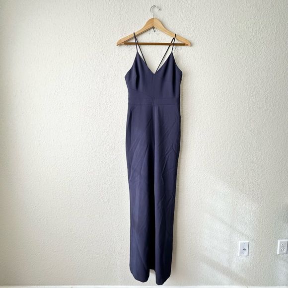 NWOT LIKELY Spaghetti Strap Straight Leg Jumpsuit in Blue - Picture 1 of 11